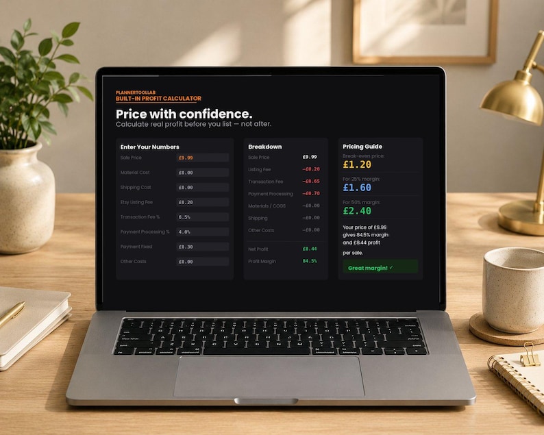 Etsy Seller Profit Tracker | Etsy Fee Calculator | Shop Profit Dashboard | Etsy Bookkeeping Tool | HTML Digital Download | Etsy Business image 7