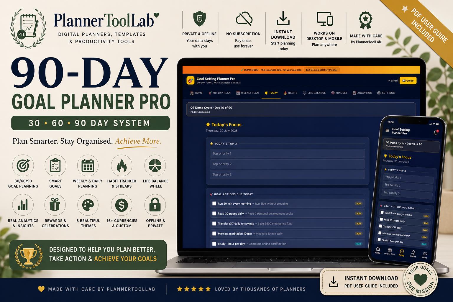 90-Day Goal Planner — screenshot preview