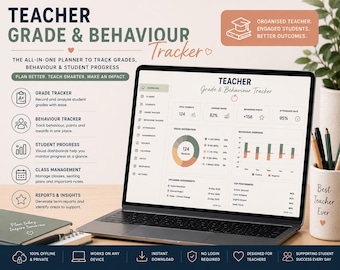 Teacher Grade and Behaviour Tracker | Class Dashboard for Grades, Behaviour & Parent Contact | Offline HTML App