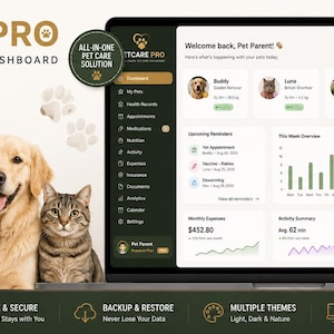 Pet Care Planner App, Digital Pet Health Tracker, Vet Records, Vaccination, Medication, Expense & Multi Pet Organizer, Offline HTML