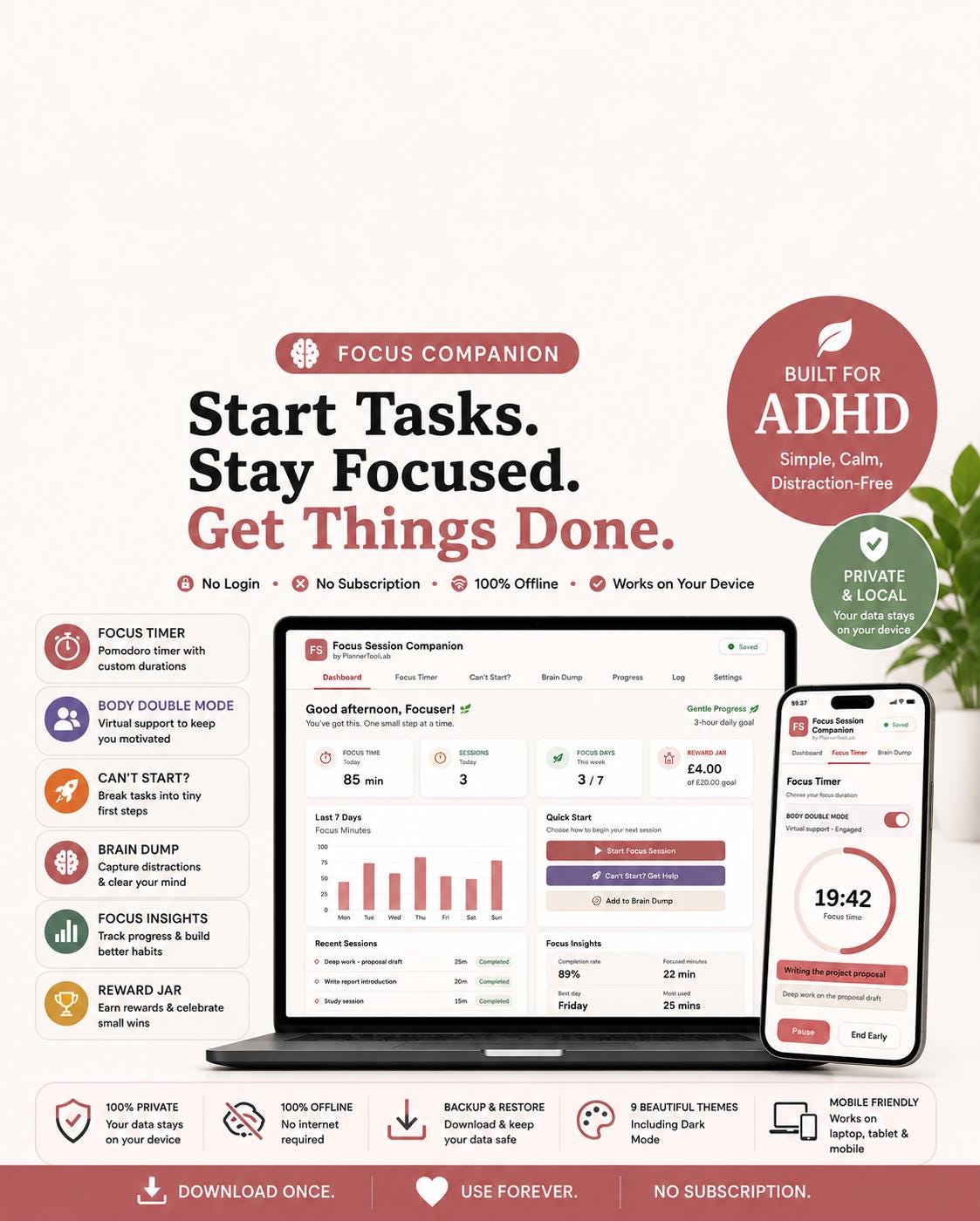 ADHD Focus Timer & Body Doubling — screenshot preview