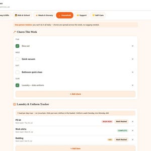 Single Parent Planner | Bill Organizer, Meal & Chore Manager (Offline HTML Tool) image 6
