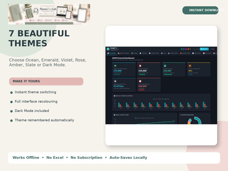 Personal Finance Dashboard, Budget Planner App, Offline HTML Tracker image 14
