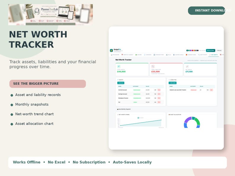 Personal Finance Dashboard, Budget Planner App, Offline HTML Tracker image 12