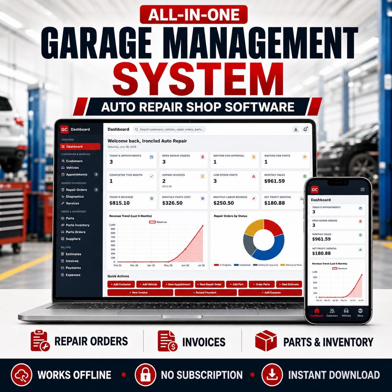 Garage Management System — screenshot preview