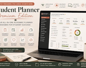 Premium Student Planner App | Complete Offline Academic Organizer for Study, Grades, Exams, Budget & Habits