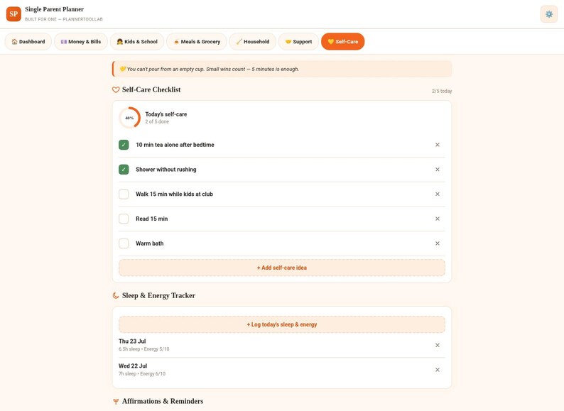 Single Parent Planner | Bill Organizer, Meal & Chore Manager (Offline HTML Tool) image 8