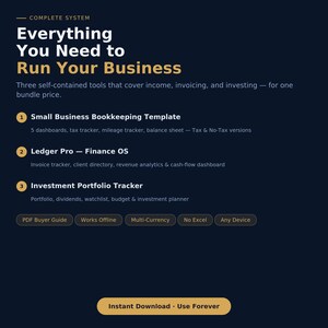 Freelancer Finance Bundle | Bookkeeping, Invoicing & Investment Tracker Templates | Self Employed Spreadsheet Toolkit, Digital Download image 7