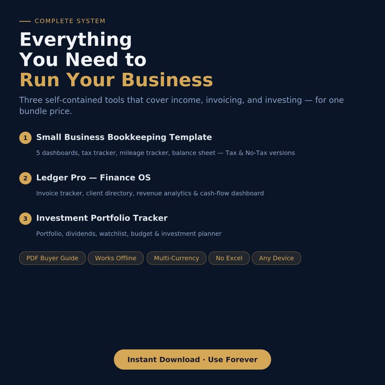 Freelancer Finance Bundle | Bookkeeping, Invoicing & Investment Tracker Templates | Self Employed Spreadsheet Toolkit, Digital Download image 7