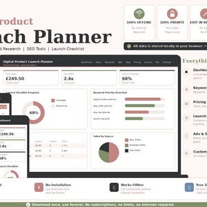 Digital Product Launch Planner App | Etsy SEO Keyword Research, Title Builder (HTML Download) image 3