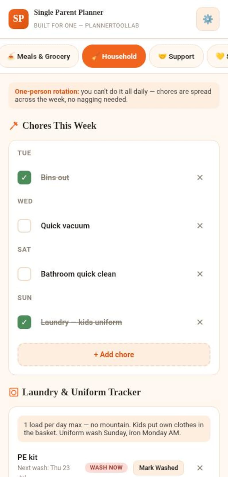 Single Parent Planner | Bill Organizer, Meal & Chore Manager (Offline HTML Tool) image 13