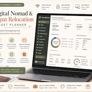 Digital Nomad Budget Planner | Expat Relocation & Multi-Currency Tracker | Offline HTML App No Login