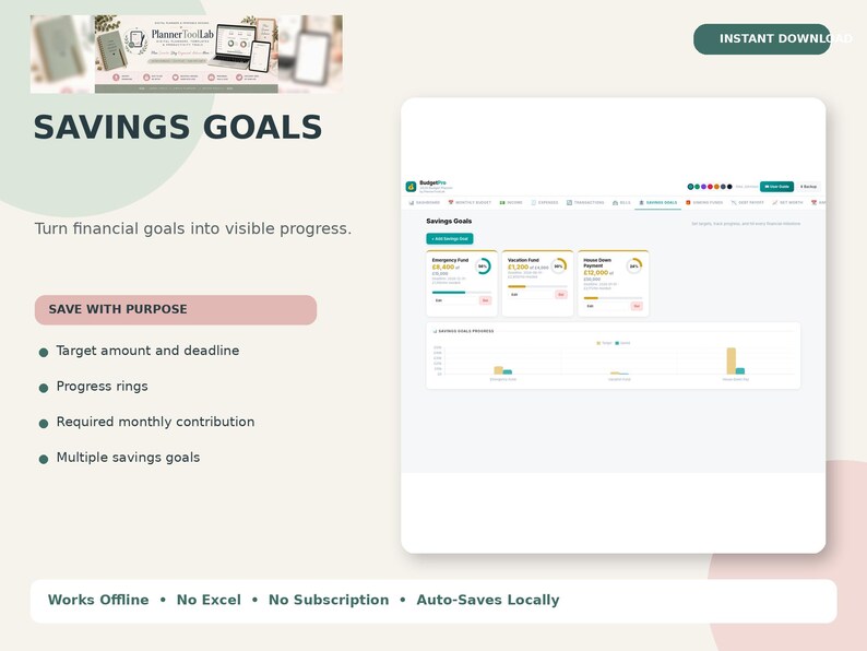 Personal Finance Dashboard, Budget Planner App, Offline HTML Tracker image 9