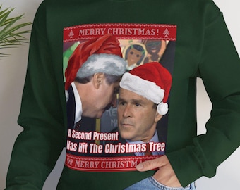 A second present has hit the tree Sweatshirt, Offensive 9/11 Twin Tower Joke, Dark Humor Christmas Unisex Sweatshirt, Men Women Holiday Gift