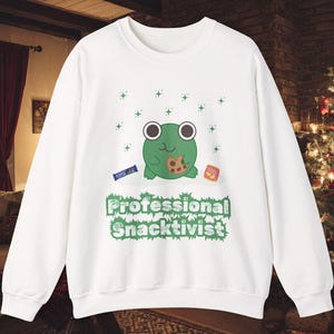 Professional Snacktivist Cute Animal Sweatshirt, Funny Snacker Gift, Snack Lover Jumper, Foodie Crewneck, Professional Snacking Top