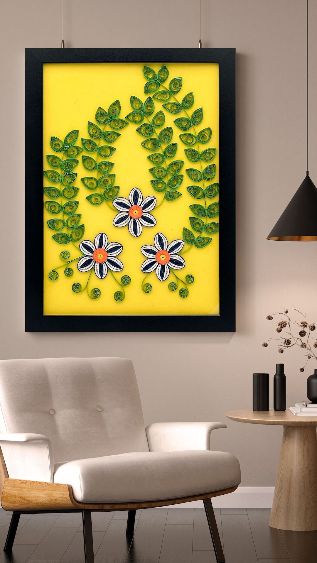 Elegant Flower Quilled Paper Art Wall Decor Etsy