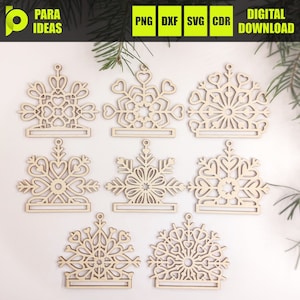 Arquivo de corte a laser de ornamento de floco de neve de macramê, Macrame Blanks SVG, Macrame Heart Shape, arquivo de corte a laser, base de macrame, download digital, arquivo DXF