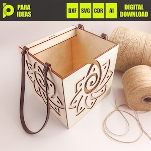Schale für Garn und Wolle SVG, Häkel-Aufbewahrungsbox, Stricker-Geschenk, Strickwerkzeug, Garn-Feeder, digitaler Download SVG, Laserschnitt, Garnhalter DXF