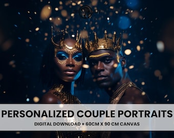 Royal Love - AI inspiriert, personalisiert, Custom-Digital-Art + Physische Leinwand. Fertig an die Wand hängen