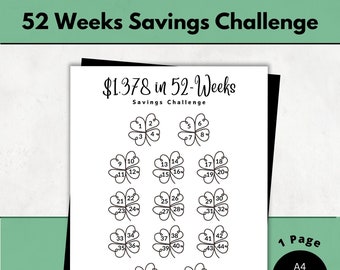 52 Week Savings Challenge | Save 1378 in 52 Weeks | Every Friday Weekly Savings Tracker | 2024 Savings Challenge | New Year Savings PDF