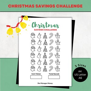 2025 Weihnachten Mini Spar-Challenge PDF Printable | Sparen Sie Geld für Weihnachtsersparnisse-Tracker | Passend für A4, A6, US Letter Haushaltsplaner