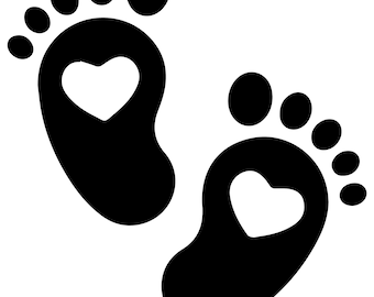 Baby footprint, baby feet: SVG, PNG, eps, dxf, jpg digital download