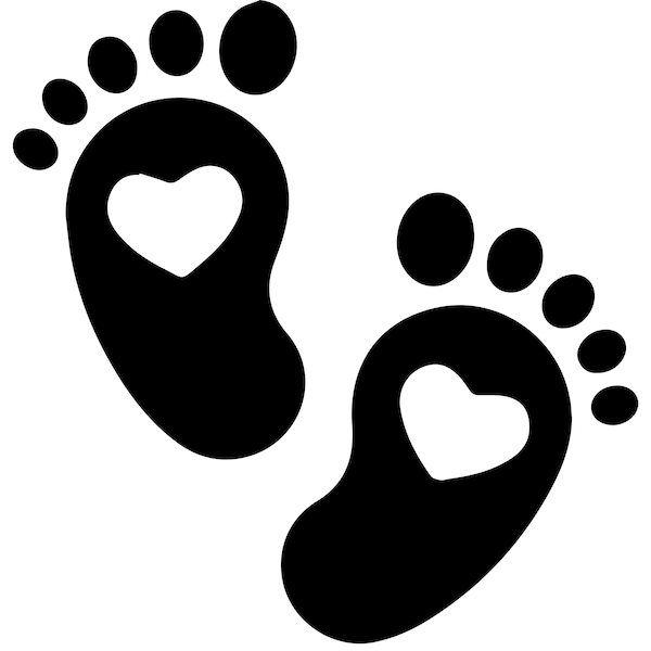 Baby footprint, baby feet: SVG, PNG, eps, dxf, jpg digital download