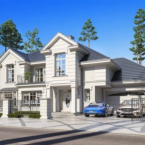 Groot huisplan 24m x 14m - moderne plattegronden, 5 slaapkamers 346 m2, met zolder, slaapkamer, garage
