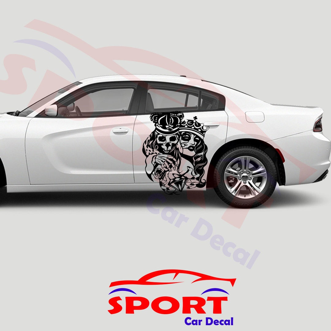 Skull King and Queen Decal Skull King Car Decal Queen Car Etsy