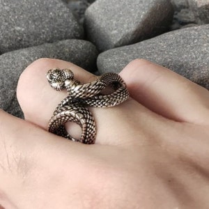 Rock Black Color Python Men Ring Vintage Punk Adjustable Snake Open Ring Gift For Him