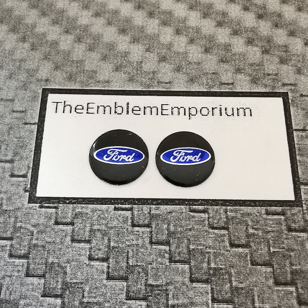 Replacement Ford Car Key Emblem (x2 - 14mm) Black/Blue