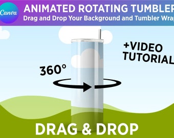 Animated 20oz Rotating Tumbler Mockup Canva Template - Add Your Own Background and Tumbler Wrap