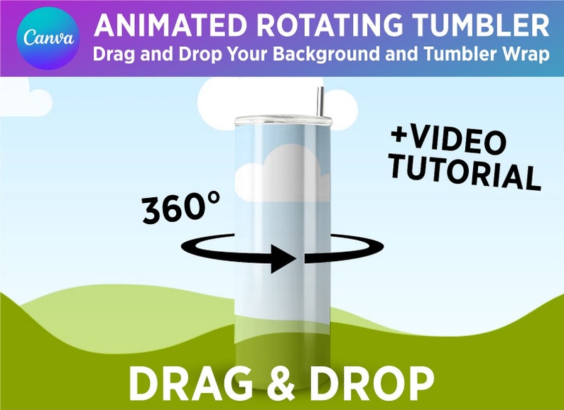 Animated 20oz Rotating Tumbler Mockup Canva Template Add Your Own Background andTumblerWrap zdjęcie 1