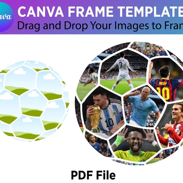 Editable Soccer Canva Frame Template Pdf Photo Collage