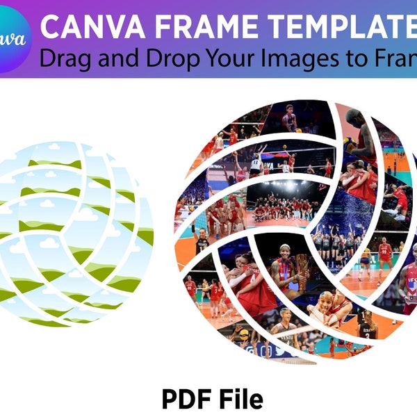 Editable Volleyball Canva Frame Template Pdf Photo Collage