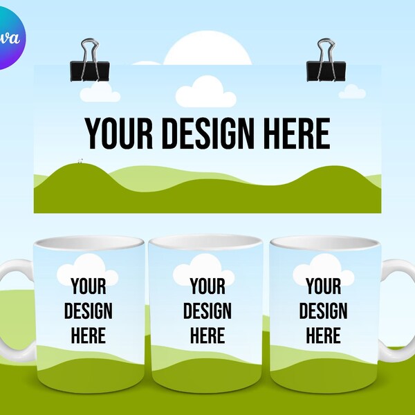 Editable 11oz Coffee Mug Mockup Template Pdf Easy Drag and Drop Canva Frame