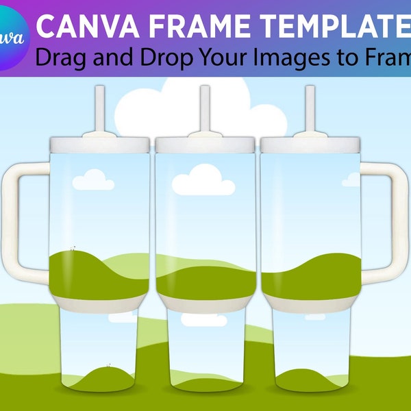 Editable 40oz Tumbler Mockup Template Pdf Easy Drag and Drop Canva Frame