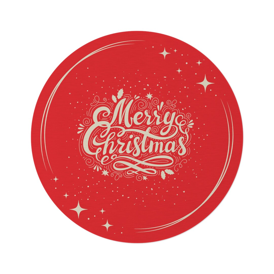 Merry Christmas Round Rug Etsy