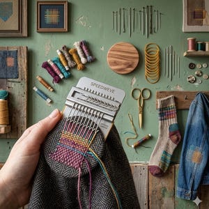 Darning Loom Kit, Speedweve Wooden Tool for Sock & Jeans Repair UK