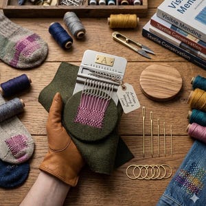 Small Darning Loom, Wooden Weaving Frame for Visible Mending UK