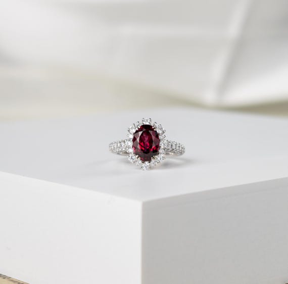 Oval Spessartine Garnet & Diamond 3 Stone Ring in White Gold  NEW DIANA M JEWELS women\'s oval natural spessartite garnet fashion ring (1.87 ct main image 1