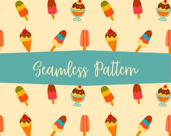 Ice Cream Seamless Pattern | 4000x4000px Digital Paper | Cute Summer Treats Background