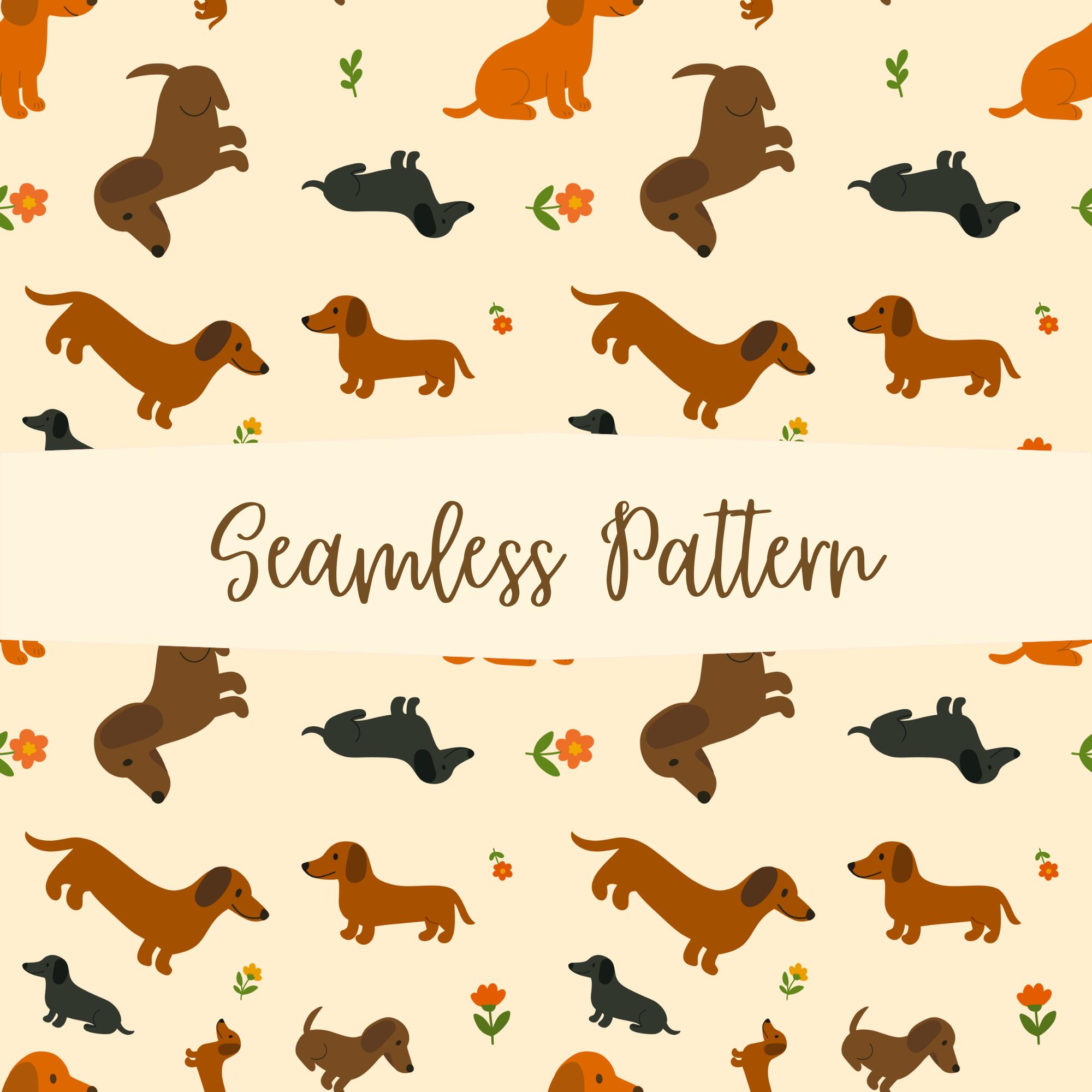 Dachshund Seamless Pattern | 4000x4000px High-Resolution Digital Paper | Cute Sausage Dog Background