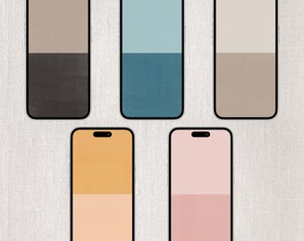 Minimalist Colour Block Phone Wallpapers – 5 Aesthetic Backgrounds | Neutral & Pastel Digital Download