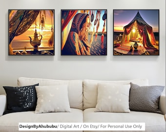 Collage of 3 photos in Boho style, gift for a friend digital download