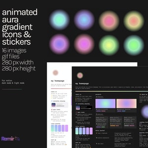 animated aura gradient icons and stickers ⊹ notion ⊹ add color to your notes