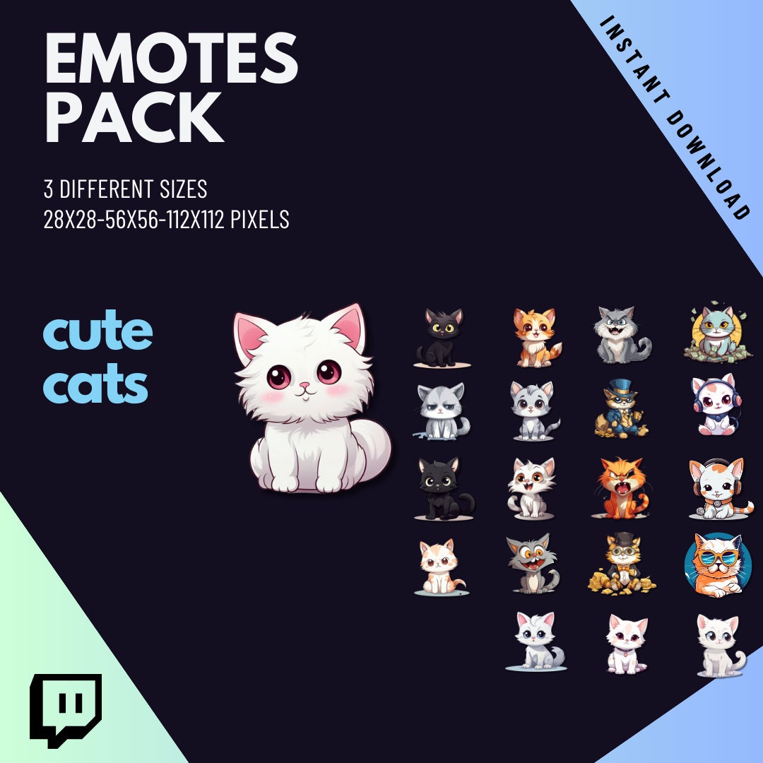 Cute 20 Cats Emote for Twitch Custom Twitch Emotes Streamer Etsy