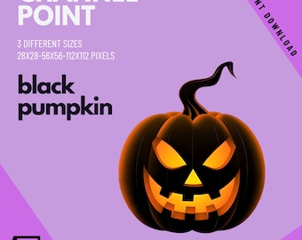 Halloween Black Pumpkin channel Point Twitch Emote, Streaming Accessory, Instant Download