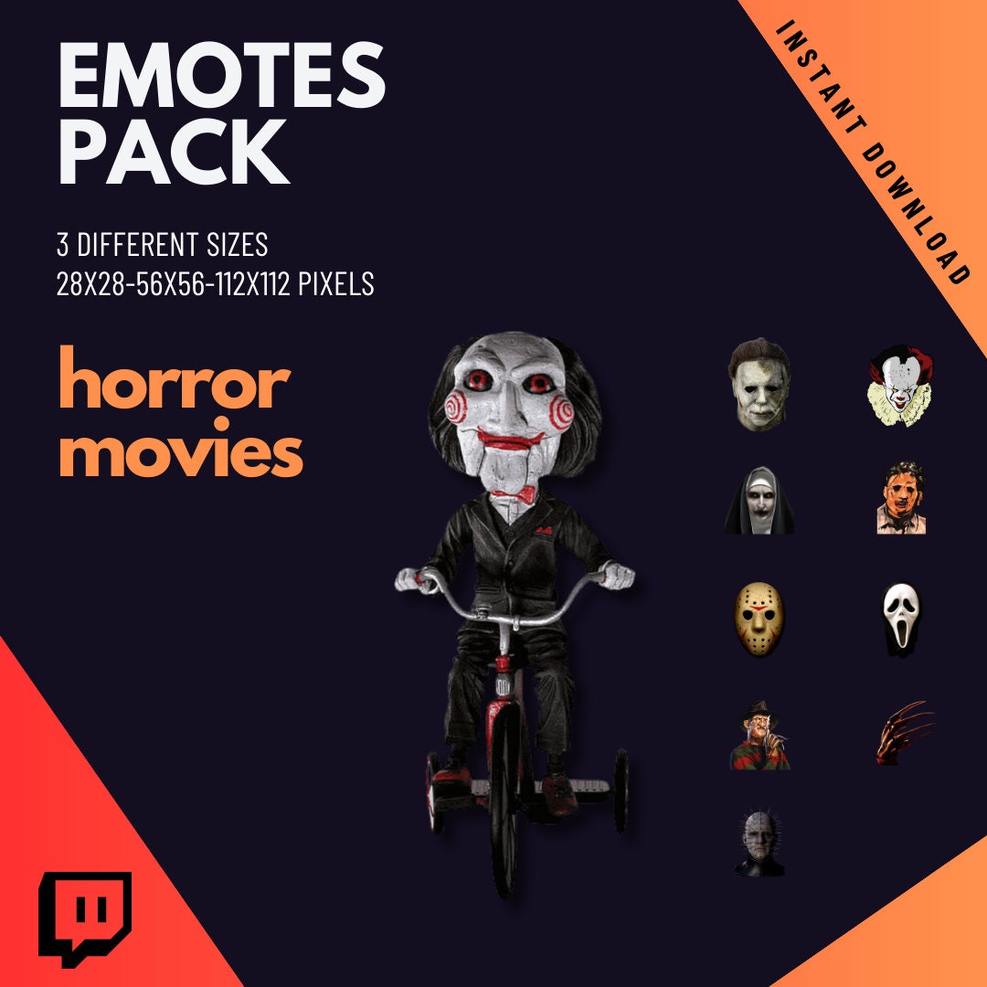 Halloween 10 Emote Horror Film Pack, Twitch Streamer Essentials, Cult Classics for Streaming