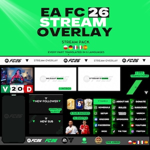 EA FC 26 stream overlay ultimate pack - contenu pour twitch , youtube , kick - traduit en 6 langues - instant download